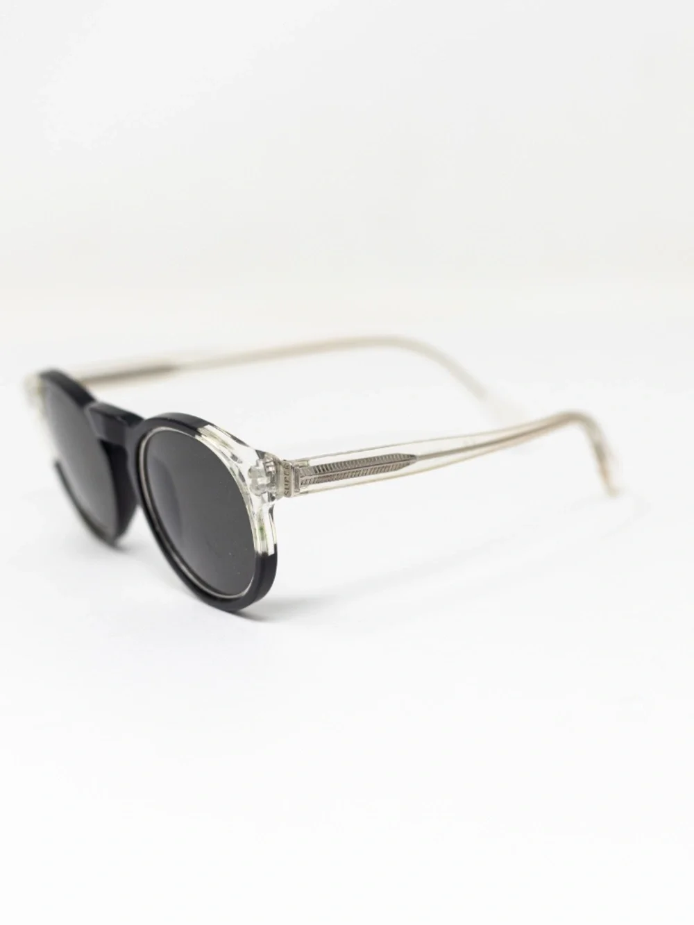 Retro Super Future Paloma Black Clear Plastic Frames Round Lenses Sunglasses